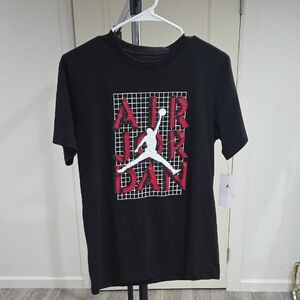 Jordan Black and Red Kids Short Sleeve Tee